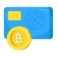 A colored design icon of bitcoin credit card vector