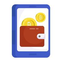 un único diseño icono de bitcoin billetera vector