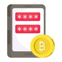 An icon design of mobile bitcoin login vector