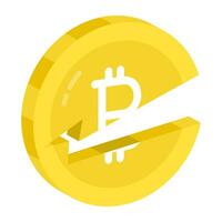 An icon design of cracked bitcoin vector