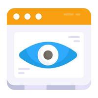 Eye on web page, icon of web monitoring vector