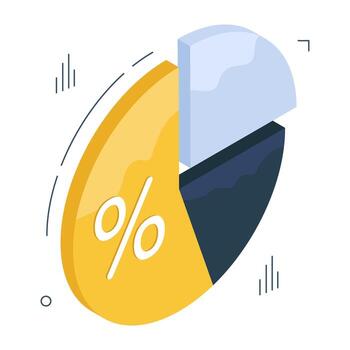 Editable design icon of pie chart vector