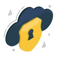 Conceptual isometric design icon of cloud security vector