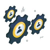 Avatars with gears showing concept of employee setting icon vector