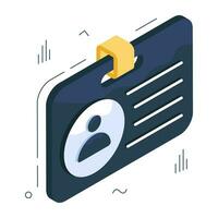 A flat design icon of id card vector