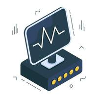 un icono de diseño único del monitor de ecg vector