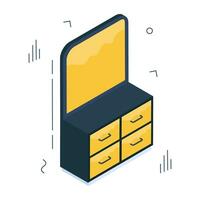 A isometric design icon of vanity mirror vector