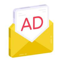 Trendy design icon of ad mail vector