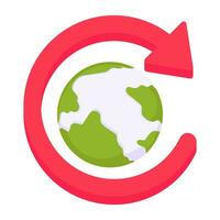 Conceptual flat design icon of round the globe vector