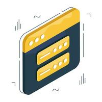 An isometric icon design of online server vector