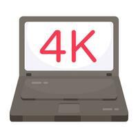 Conceptual flat design icon of 4K screen vector