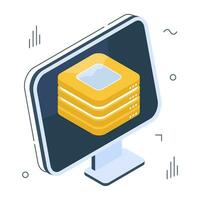 An isometric icon design of online server vector