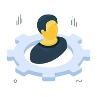 Avatar with gear showing concept of employee setting icon vector