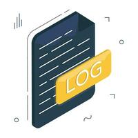 Editable design icon of log file vector