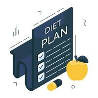 Conceptual flat design icon of diet chart vector