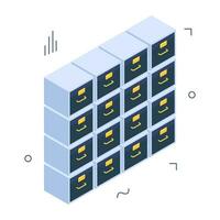 Conceptual isometric design icon of drawers almirah vector