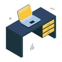 A isometric design icon of workplace vector