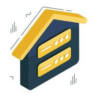 An isometric icon design of server home vector