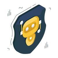 Bot with shield, concept of robot security icon vector