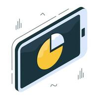 Editable design icon of mobile data analytics vector