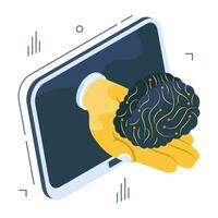 Vector design of brain, isometric style icon