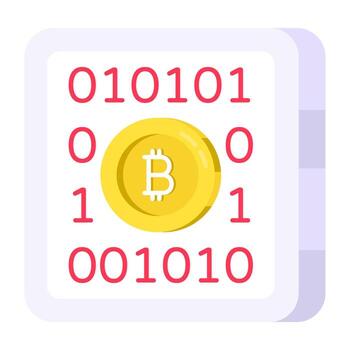 A creative design icon of btc binary data vector