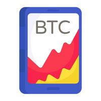 Trendy design icon of mobile bitcoin analytics vector