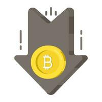 un creativo diseño icono de bitcoin recesión vector