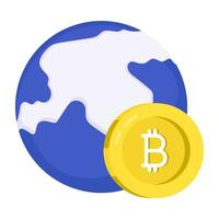 Premium download icon of global bitcoin vector