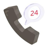 24Hr call service icon, editable vector