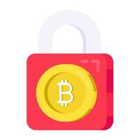 Perfecto diseño icono de bloqueado bitcoin vector