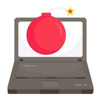 Cyber bomb icon, editable flat icon vector