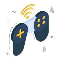 conceptual isométrica diseño icono de gamepad vector