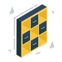 Conceptual isometric design icon of drawers almirah vector