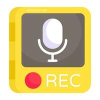 Icon of recording mic in flat design vector