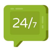 Trendy design icon of 24 7hr chat vector