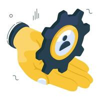 Avatar with gear showing concept of employee setting icon vector