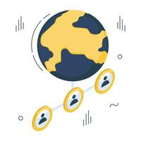 Editable design icon of global users vector