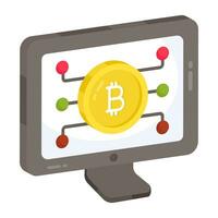 Editable design icon of online bitcoin vector