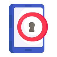 Conceptual flat design icon of mobile security vector