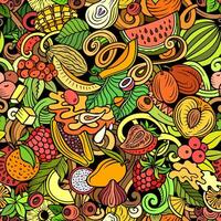 Cartoon doodles Fruits seamless pattern vector