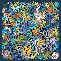 Cartoon vector doodles Underwater world illustration