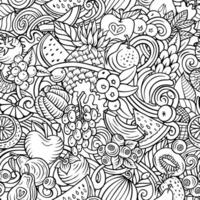 Cartoon doodles Fruits seamless pattern vector