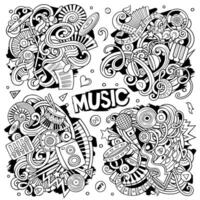 Music cartoon vector doodle designs set.
