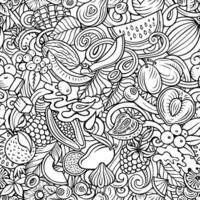 Cartoon doodles Fruits seamless pattern vector