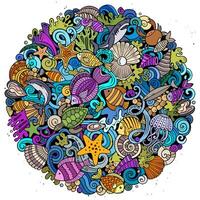 Cartoon vector doodles Underwater world illustration