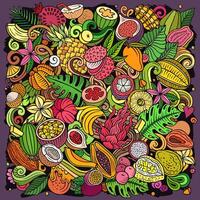 Exotic Fruits cartoon vector doodles illustration