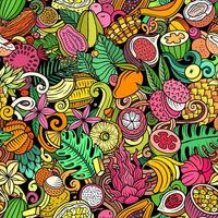 Cartoon doodles Tropical Fruits seamless pattern vector