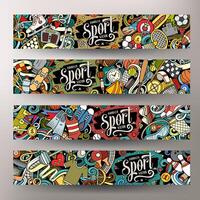 Sports cartoon doodle banners set vector