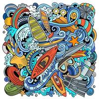 Water Sports hand drawn vector doodles illustration.